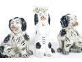 Garniture Trio Of Staffordshire Ceramic Dogs