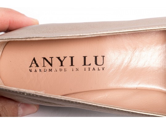 Anyi Lu Esmee Wedges In Champagne Nappa Leather, Women's 37.5