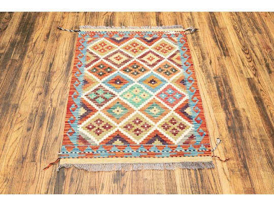 Hand Woven Wool Kilim 33” X 46”