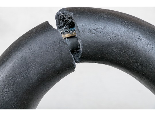 Vintage Black Painted Cement Floor Lamp