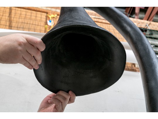 Vintage Black Painted Cement Floor Lamp