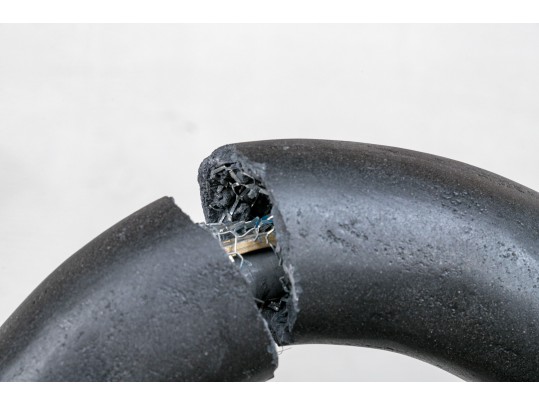 Vintage Black Painted Cement Floor Lamp