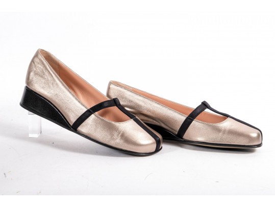 Anyi Lu Esmee Wedges In Champagne Nappa Leather, Women's 37.5