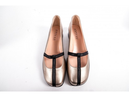 Anyi Lu Esmee Wedges In Champagne Nappa Leather, Women's 37.5