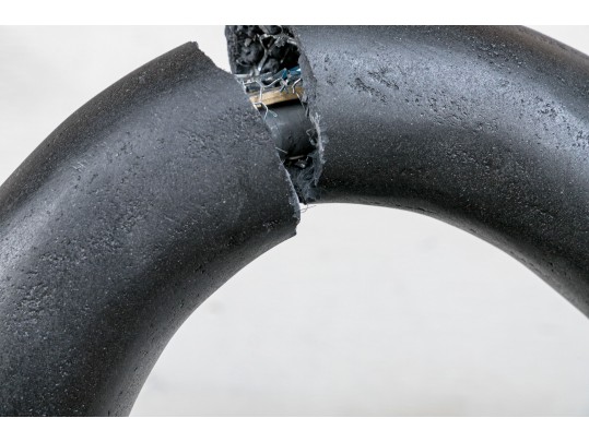 Vintage Black Painted Cement Floor Lamp