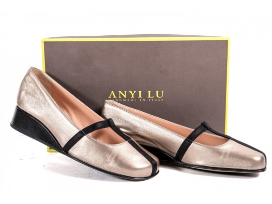 Anyi Lu Esmee Wedges In Champagne Nappa Leather, Women's 37.5