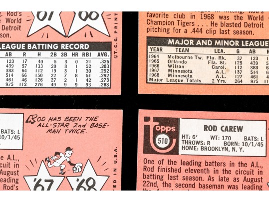 Seven 1969 Topps Rod Carew Cards #510 EX-NMT