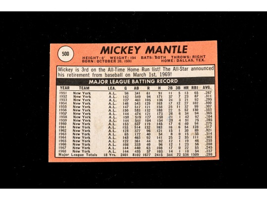1969 Topps Mickey Mantle #500