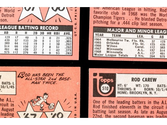 Seven 1969 Topps Rod Carew Cards #510 EX-NMT
