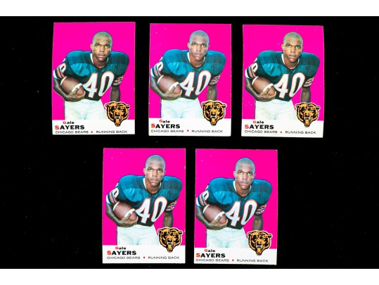 Five 1969 Topps Gale Sayers Football Cards