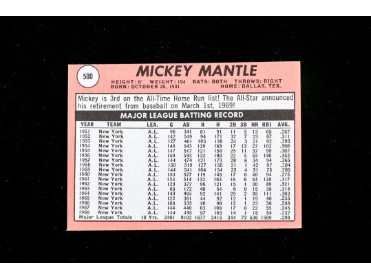 1969 Topps Mickey Mantle #500