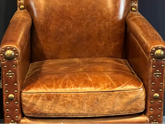 Pair Of Halo Asia Cracked Leather Tudor Chairs Retail $1,233.00 Each
