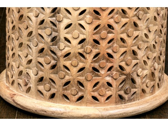 Pair Of West Elm Carved Mango Wood Side Tables