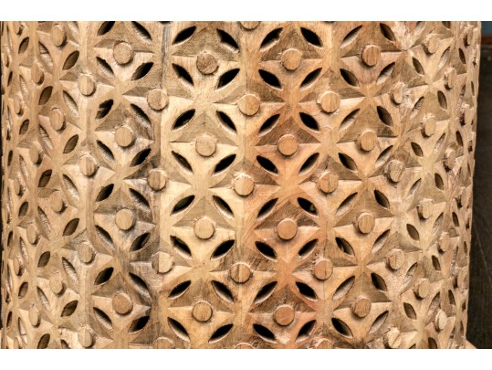 Pair Of West Elm Carved Mango Wood Side Tables