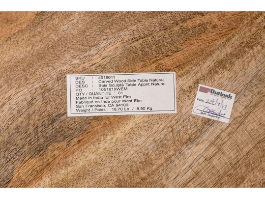 Pair Of West Elm Carved Mango Wood Side Tables