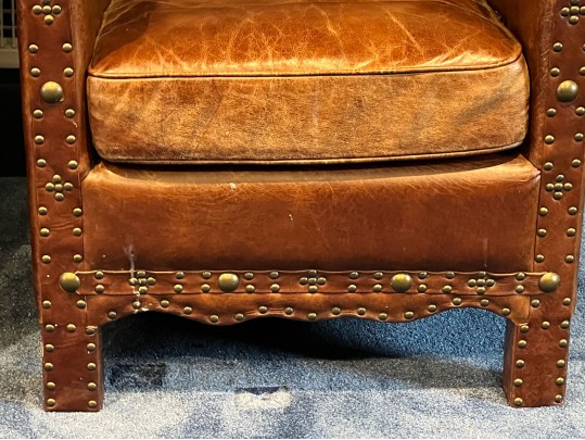Pair Of Halo Asia Cracked Leather Tudor Chairs Retail $1,233.00 Each