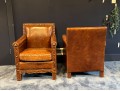 Pair Of Halo Asia Cracked Leather Tudor Chairs Retail $1,233.00 Each