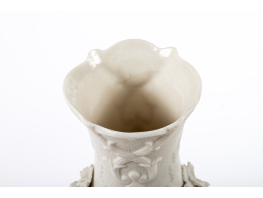 Antique Parian Porcelain Vase Depicting Eagles And Grapes