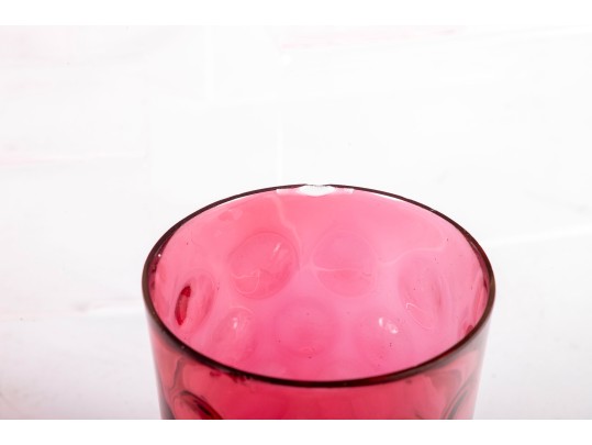 Fifteen Cranberry Coin Depression Glass Cups