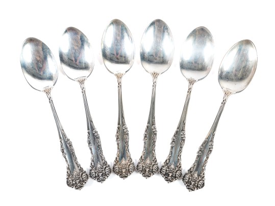 Simpson Hall Miller & Co. Sterling Silver Tea Spoons With Green Man/Lion Handles