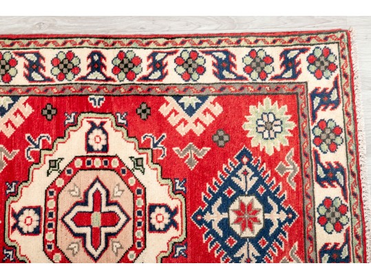 Colorful Wool Runner Rug With Camel Motifs (9’6” X 3’9)
