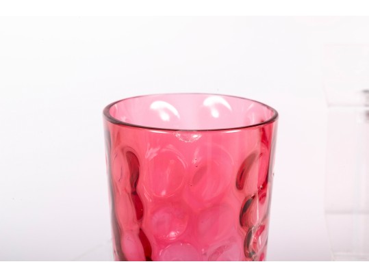 Fifteen Cranberry Coin Depression Glass Cups