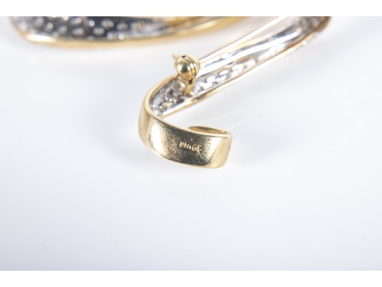 14k Yellow Gold Diamond Brooch