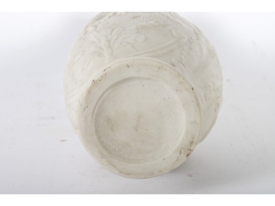 Antique Parian Porcelain Vase Depicting Eagles And Grapes