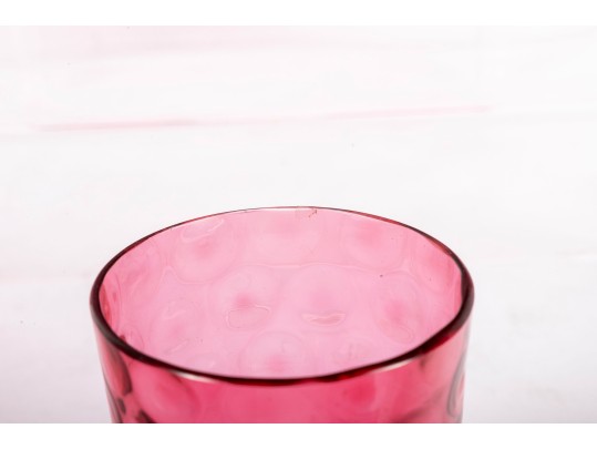 Fifteen Cranberry Coin Depression Glass Cups