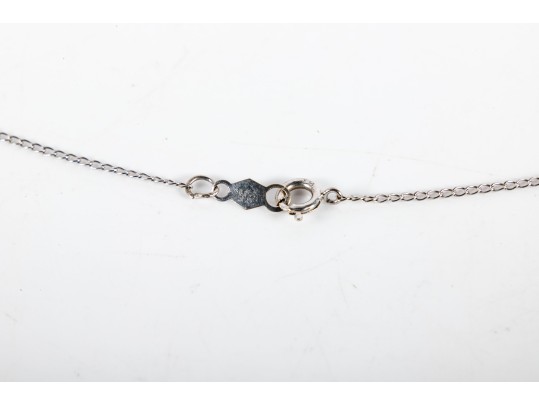 14k White Gold Diamond And White Sapphire Abstract Heart Pendant Necklace