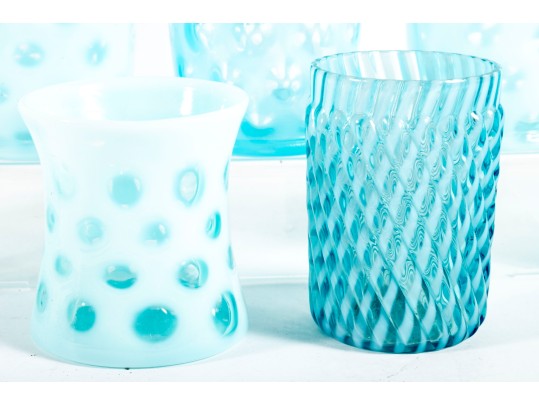Variety Of Blue Depression Glass Tumblers
