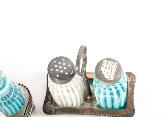 Colorful Striped And Coin Depression Glass Cruet Sets