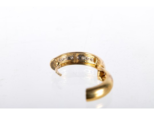 18k Yellow Gold Diamond Hoop Earrings