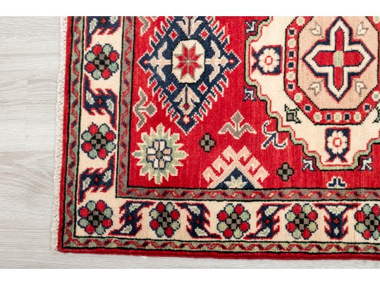 Colorful Wool Runner Rug With Camel Motifs (9’6” X 3’9)