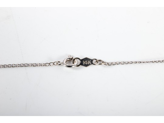 14k White Gold Diamond And White Sapphire Abstract Heart Pendant Necklace