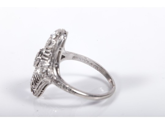 Shreve & Co. Platinum Moissanite Filigree Ring Size 3.5