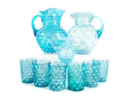 Blue Coin Spot Depression Glass Drinkware