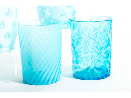 Variety Of Blue Depression Glass Tumblers