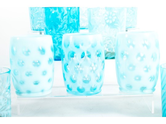 Variety Of Blue Depression Glass Tumblers
