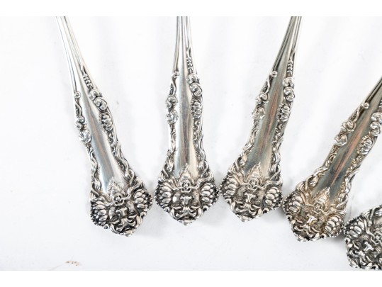 Simpson Hall Miller & Co. Sterling Silver Tea Spoons With Green Man/Lion Handles