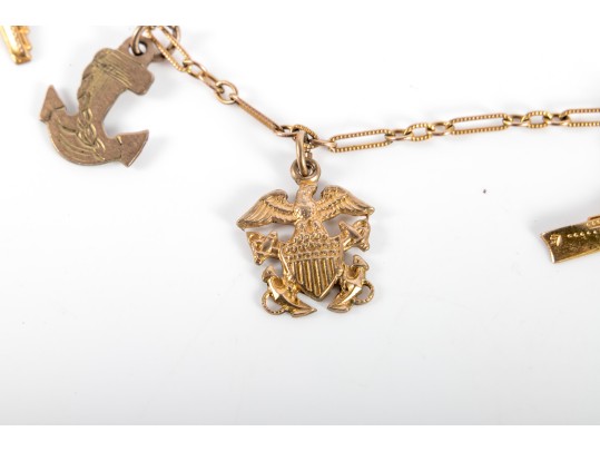 10k Yellow Gold US Navy Nautical Charm Bracelet