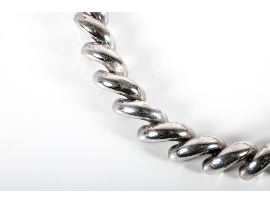 Chunky Sterling Silver Macaroni-Link Chain Necklace