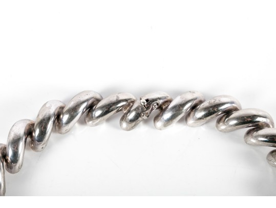 Chunky Sterling Silver Macaroni-Link Chain Necklace