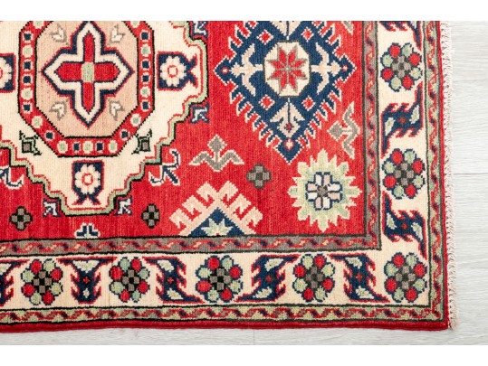 Colorful Wool Runner Rug With Camel Motifs (9’6” X 3’9)