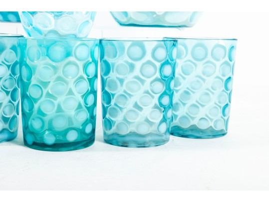Blue Coin Spot Depression Glass Drinkware