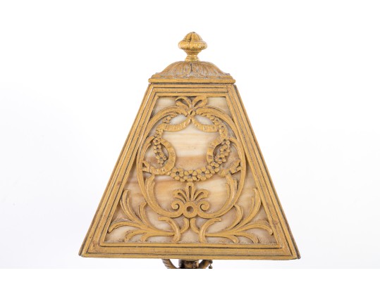 Art Deco Slag Glass Boudoir Table Lamp