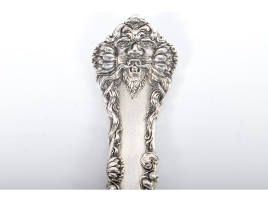 Simpson Hall Miller & Co. Sterling Silver Tea Spoons With Green Man/Lion Handles