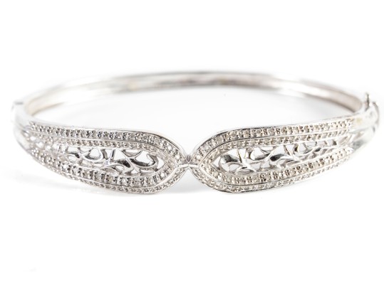 14k White Gold Moissanite Cuff Bracelet
