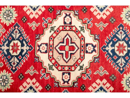 Colorful Wool Runner Rug With Camel Motifs (9’6” X 3’9)