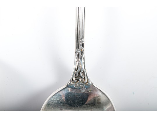 Simpson Hall Miller & Co. Sterling Silver Tea Spoons With Green Man/Lion Handles